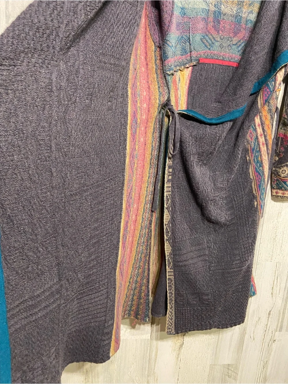 IVKO Grey Colorful Wool Tie Wrap Cardigan Sweater 44